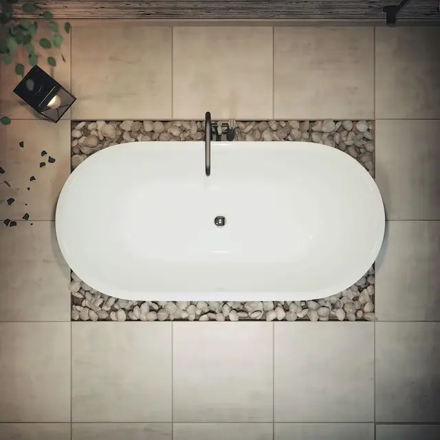 Nordhem Aspholmen Frittstående badekar 150x80 cm, Hvit Matt 