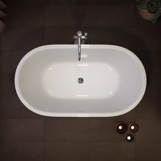 Nordhem Aspholmen Frittstående badekar 170x80 cm, Hvit Matt 