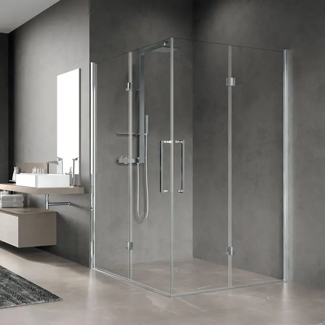 Novellini Young 2.0 2AS Foldedør, Venst. 97-99 cm, Sort Matt/Klart Glass 