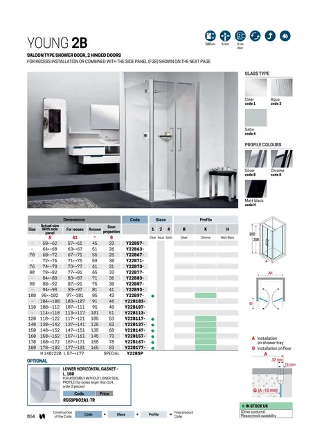 Novellini Young 2.0 2B Salongdører 103-107 cm, Sort Matt/Klart Glass 