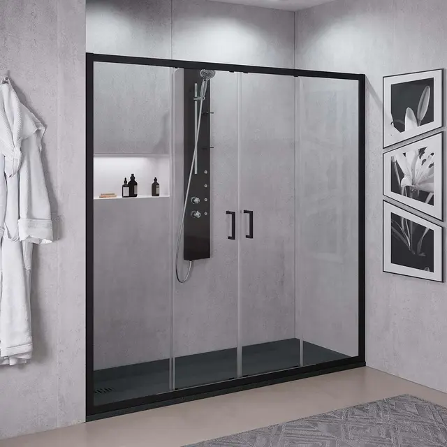 Novellini Zephyros 2.0 2A Skyvedør 146-152 cm, Krom/Klarglass 