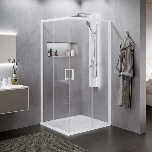 Novellini Zephyros 2.0 AH Skyvedør 67-70 cm, Venstre, Sort Matt/Klarglass 