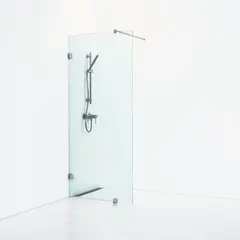 Svedbergs 180° Dusjvegg, Enkel 98 cm, Sort Matt/Frostet Glass