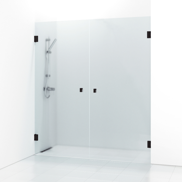 Svedbergs 180° Dusjnisje, Rett 156,5 cm, Sort Matt/Frostet Glass 