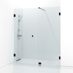 Svedbergs 180° Dusjnisje, Rett/Fast 156,5 cm, Sort Matt/Frostet Glass