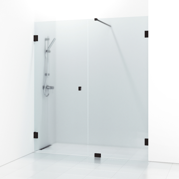Svedbergs 180° Dusjnisje, Rett/Fast 156,5 cm, Sort Matt/Frostet Glass 