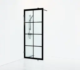 Svedbergs 180° Dusjvegg, Hengslet 78 cm, Sort Matt/Klart Glass