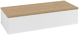 Villeroy &amp; Boch Antao Sideskap 120x50x26,8 cm, u/lys, Hvit H&#248;yglans/Eik