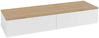 Villeroy &amp; Boch Antao Sideskap 160x50x26,8 cm, u/lys, Hvit H&#248;yglans/Eik