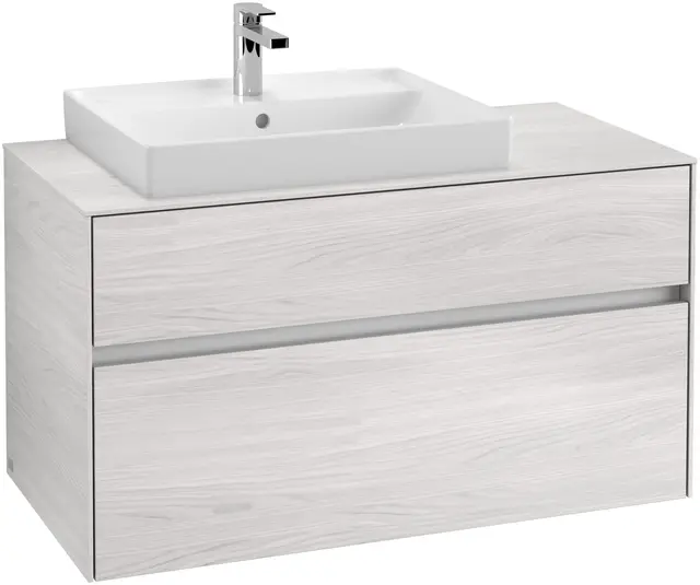 V&B Collaro Servantskap med 2 skuffer 100x50x54,8 cm, u/lys, Hvit Trestruktur 