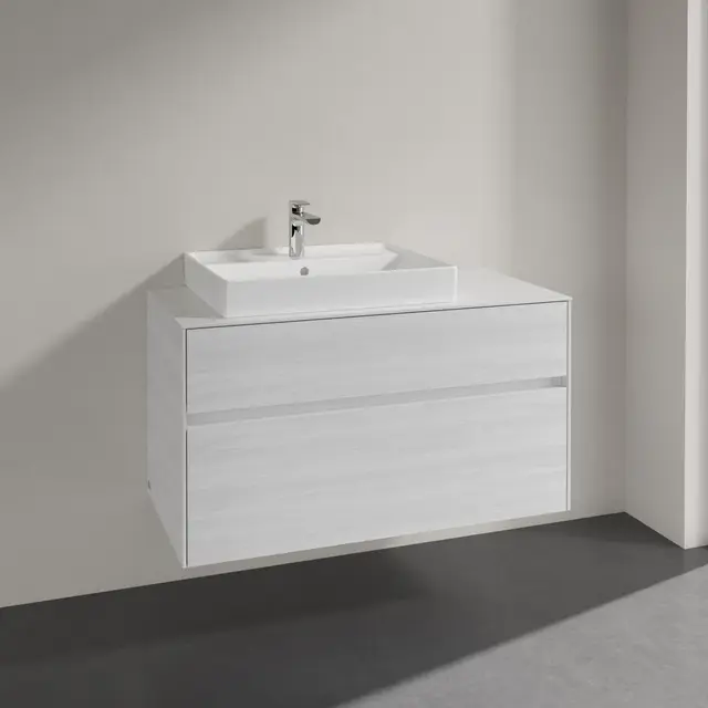 V&B Collaro Servantskap med 2 skuffer 100x50x54,8 cm, u/lys, Hvit Trestruktur 