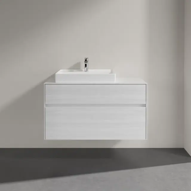 V&B Collaro Servantskap med 2 skuffer 100x50x54,8 cm, u/lys, Hvit Trestruktur 