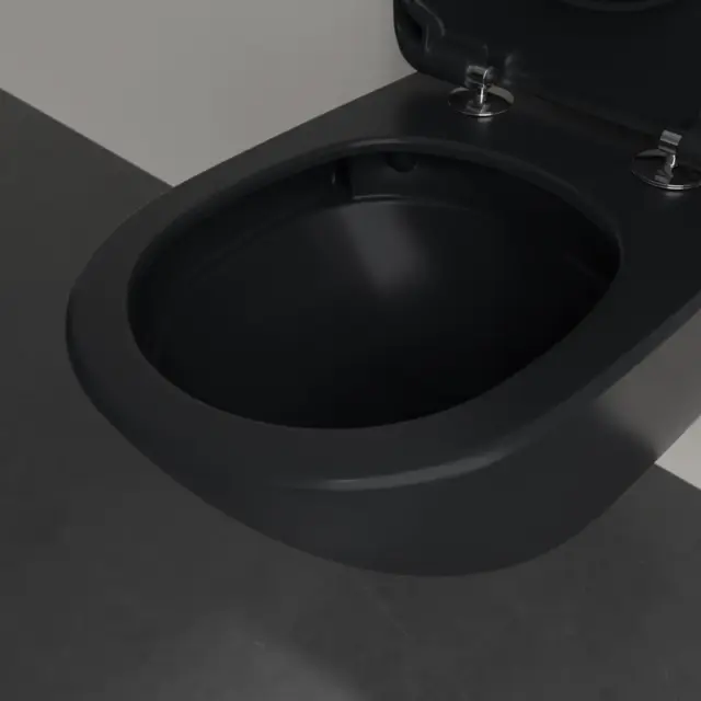 V&B Antao Vegghengt Toalett 56x37 cm, u/skyllekant, C+, Pure Black 