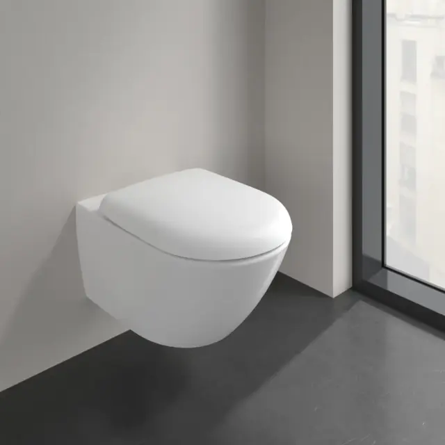 V&B Antao Vegghengt Toalett 56x37 cm, u/skyllekant, C+, Stone White 