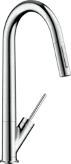 Axor Starck Semi-Pro Kj&#248;kkenbatteri Nedtrekkbar tut/dusj, krom