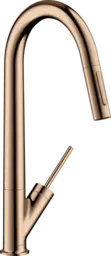 Axor Starck Semi-Pro Kj&#248;kkenbatteri Nedtrekkbar tut/dusj, Polert R&#248;dt Gull