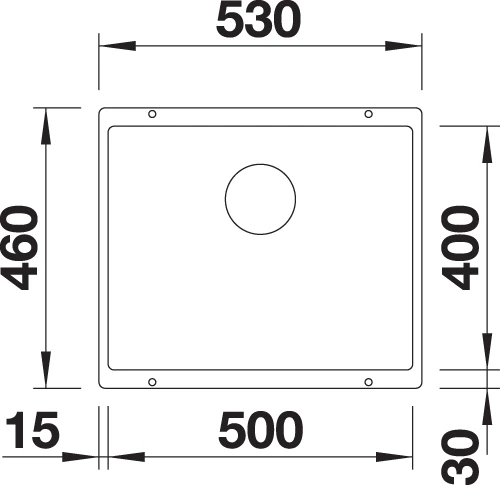 Blanco Subline 500-U, Silgranit 530x460 mm, Sort 