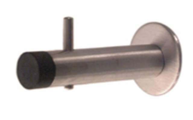 D-Line Krok m/dørstopper 125 mm, børstet rustfritt stål 