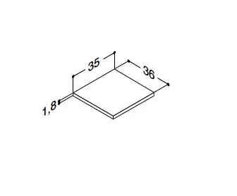 Dansani Topplate til underskap 35x1,8x36 cm, Hvit høyglans 
