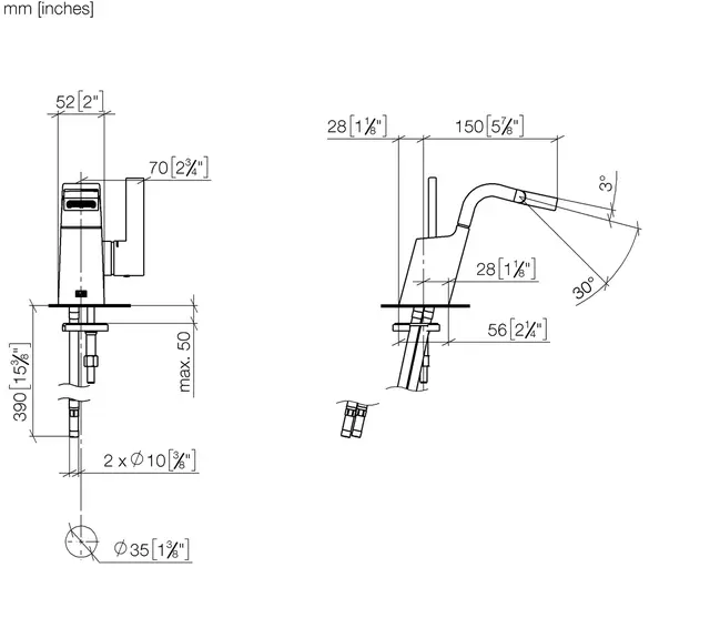 Dornbracht CL.1 Bidébatteri Uten bunnventil, Krom 