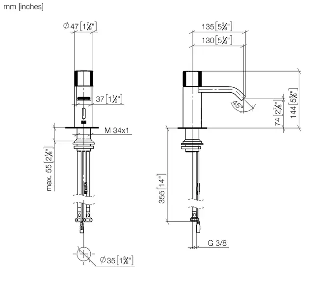 Dornbracht IMO Berøringsfri servantbatt. 6V, m/temp.reg. Krom 