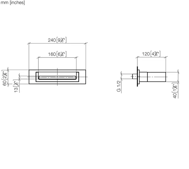 Dornbracht Water Sheet Badekartut For innbygging, Sort Matt 