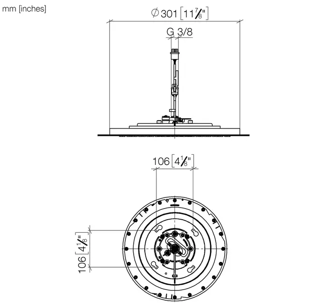 Dornbracht Takdusj med lys - Ø300 mm For innbygging, Sort Matt 