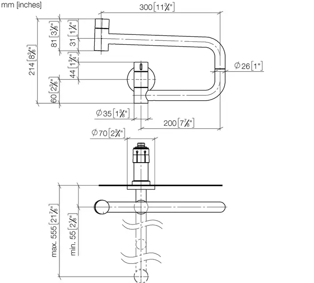 Dornbracht Tara Ultra POT FILLER Kran Kun Kaldt vann, Krom 