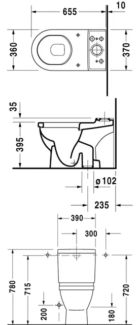 Duravit Starck 3 Gulvstående toalett 360x655 mm, Hvit med Wondergliss 