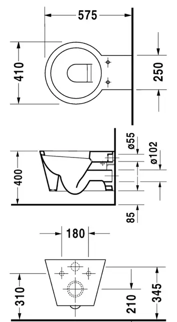 Duravit Starck 1 Vegghengt toalett 410x575 mm 