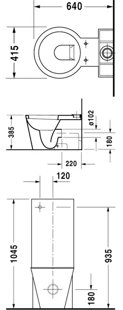 Duravit Starck 1 Gulvstående toalett 415x640 mm, Universalt avløp 