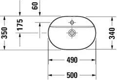 Duravit Luv Toppmontert servant 500x350 mm, m/blanderhull, Hvit