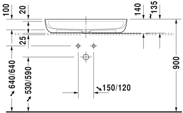 Duravit Luv Toppmontert servant 800x400 mm, m/blanderhull, Hvit 