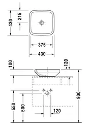 Duravit Durastyle Toppmontert servant 430x430 mm. u/overl&#248;p