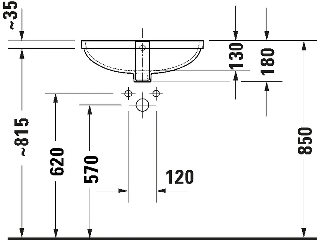 Duravit No.1 Underlimt Servant 525x380 mm, u/bl.hull, m/o.l, Hvit 