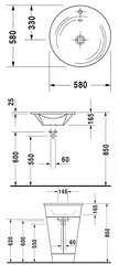 Duravit Starck 1 M&#248;belservant &#216;580 mm, 1 blanderhull