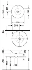 Duravit Starck 1 Toppmontert servant &#216;530, med overl&#248;p, WonderGliss