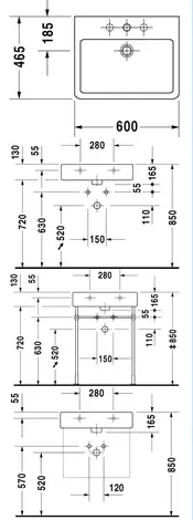 Duravit Vero M&#248;belservant 600x465 mm, 3 blanderhull, Wondergliss