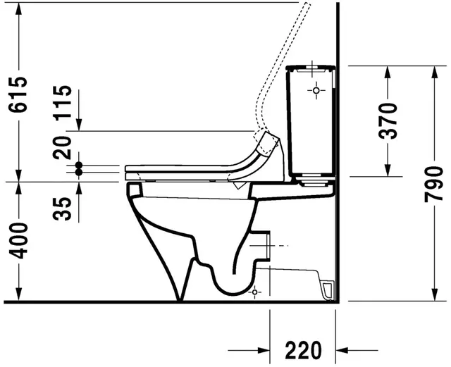 Duravit Durastyle Gulvstående toalett 370x700 mm, m/skjult feste 
