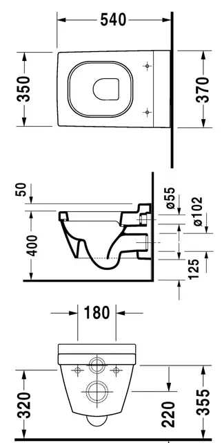 Duravit 2nd Floor Vegghengt toalett 370x540 mm, 