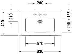 Duravit Me By Starck M&#248;belservant 830x490 mm, uten bl.hull, Wondergliss