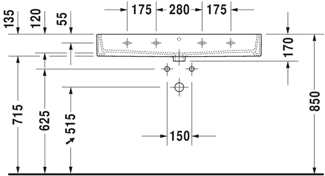 Duravit Vero Air Møbelservant 1000x470 mm, 1 blanderhull 