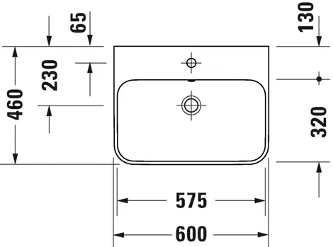 Duravit Happy D.2 Plus Servant 600x460 mm, 1 bl. hull, Antrasitt, WG