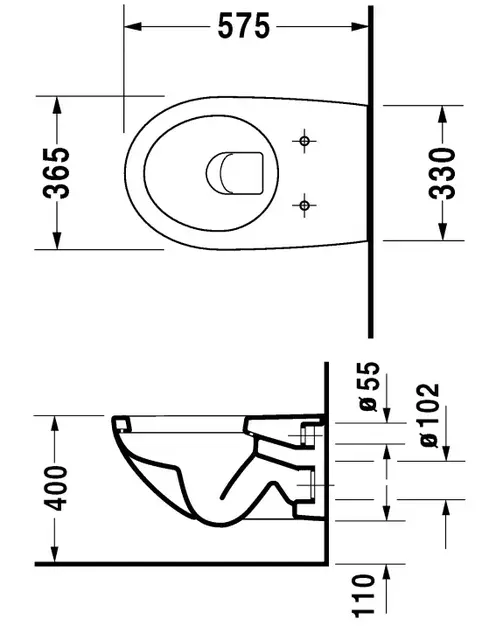 Duravit Architec Vegghengt toalett. 360x575 mm, Hvit, Wondergliss 