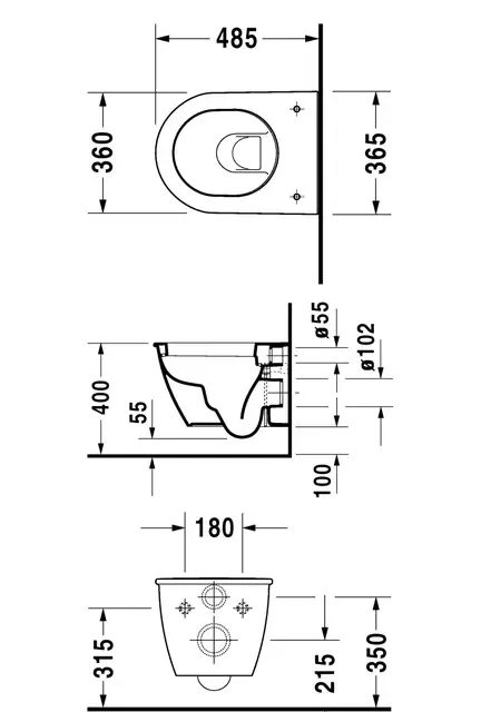 Duravit Darling New Compact Toalett 360x485 mm,veggmontert, hvit, Wonderglis 