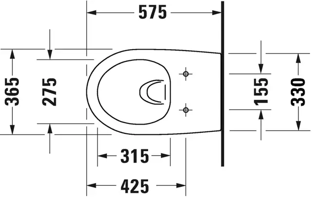 Duravit Architec Vegghengt toalett 360x575 mm, uten skyllekant, Hvit 