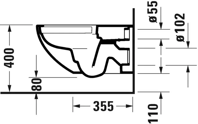 Duravit Architec Vegghengt toalett 360x575 mm, uten skyllekant, Hvit 