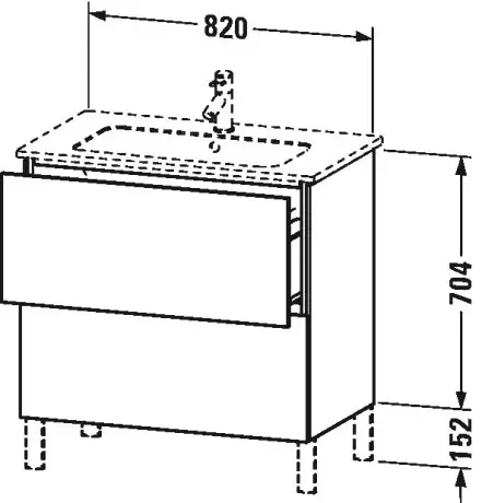 Duravit L-Cube Servantskap m/2 skuffer 820x704x481 mm, Basalt Matt 