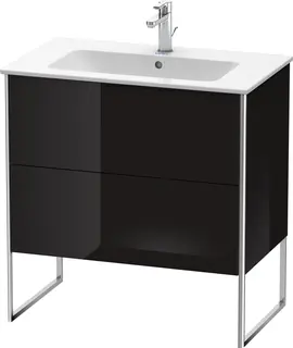 Duravit Xsquare Servantskap m/2 skuffer 810x832x478 mm, Sort Høyglans