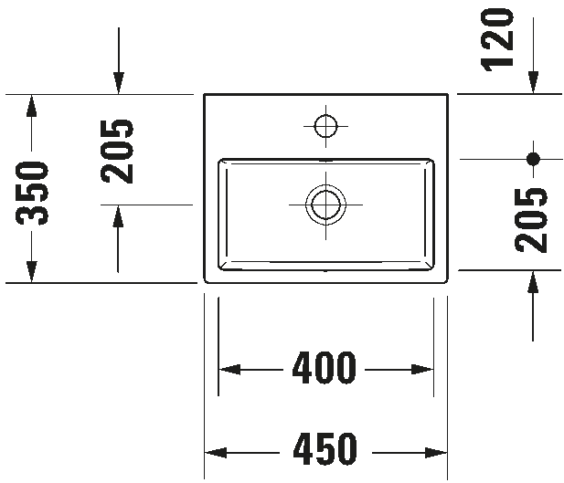 Duravit Vero Air Møbelservant 450x350 mm, uten blanderhull 